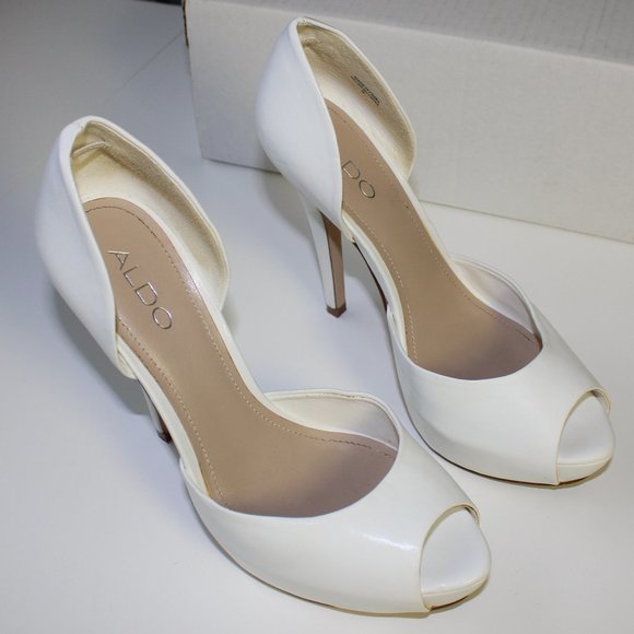 Aldo White Peep Toe D'orsay Platform Heel - Picture 5 of 9
